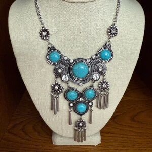 Turquoise Statement Necklace and Earring Set